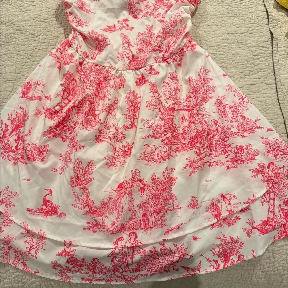 SHEIN Strapless Pink and White Dress